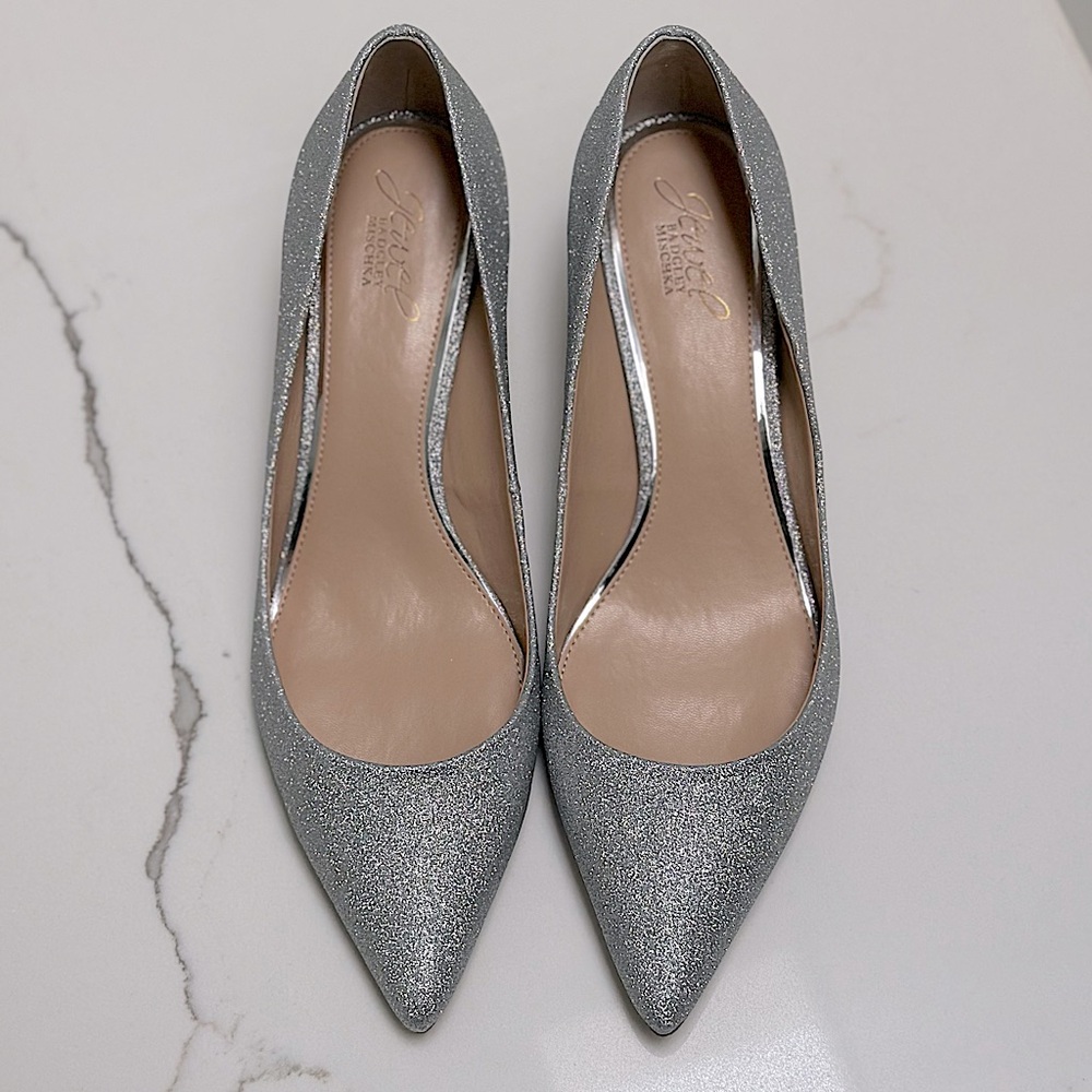 BNIB Jewel Badgley Mischka Silver Sparkly Frenchie Pump | Bridal Event Formal - Picture 4 of 13